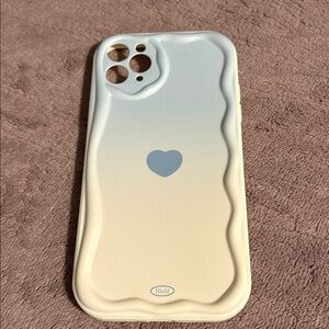 Cream and Blue Heart Phone Case